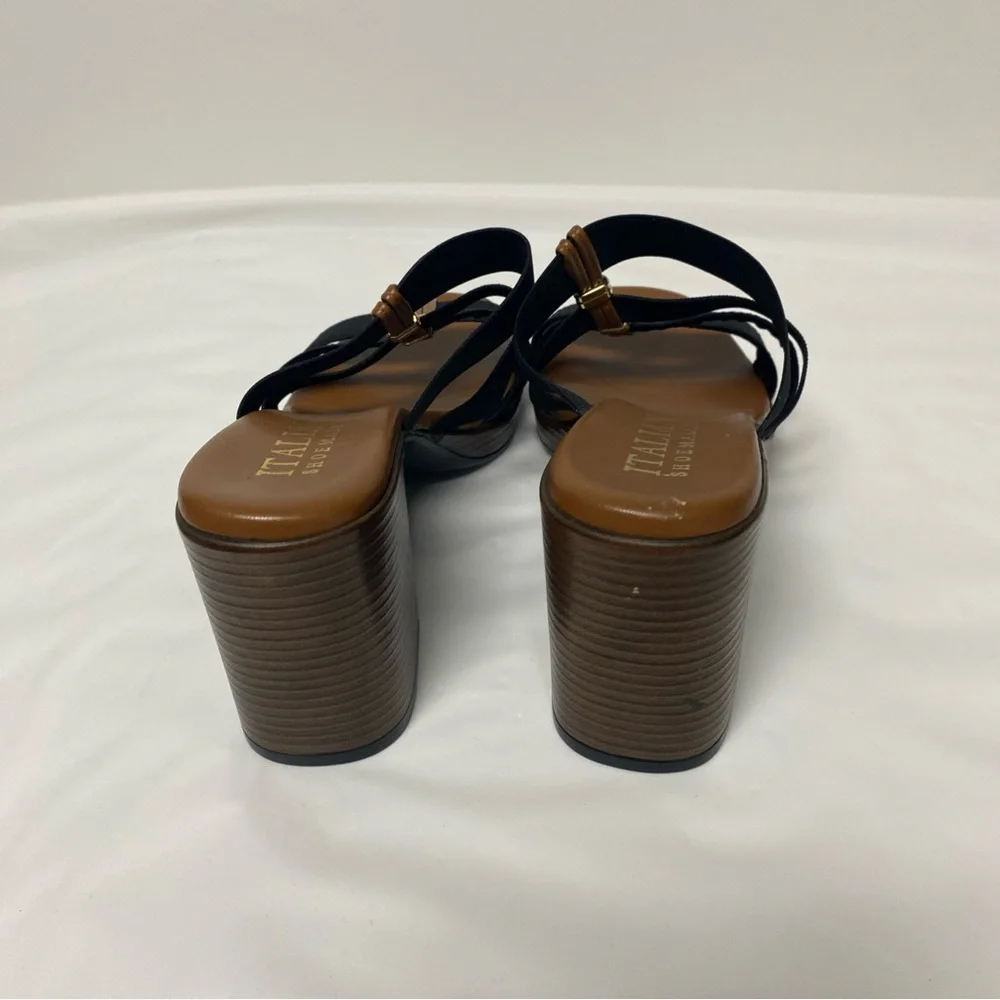 Italian Shoemakers Women's Black Slip On Sandals Black Block Heels Size 9.5 - Picture 4 of 5